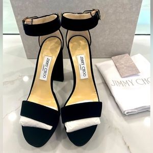 New JIMMY CHOO $975  Holly 120 Black Velvet Heels Shoes 38